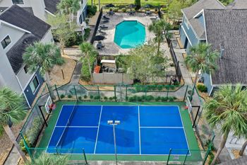 Aerial view of basket ball court